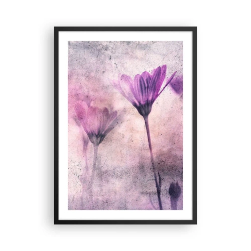 Pôster com moldura preta - Flores delicadas em tons de rosa e roxo sobre fundo claro - 50x70cm - Sonho de flores - Decoração de parede moderna para a sala de estar e quarto ARTTOR