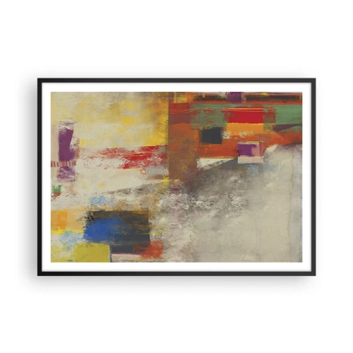 Pôster com moldura preta - Geometria das cores - 100x70 cm