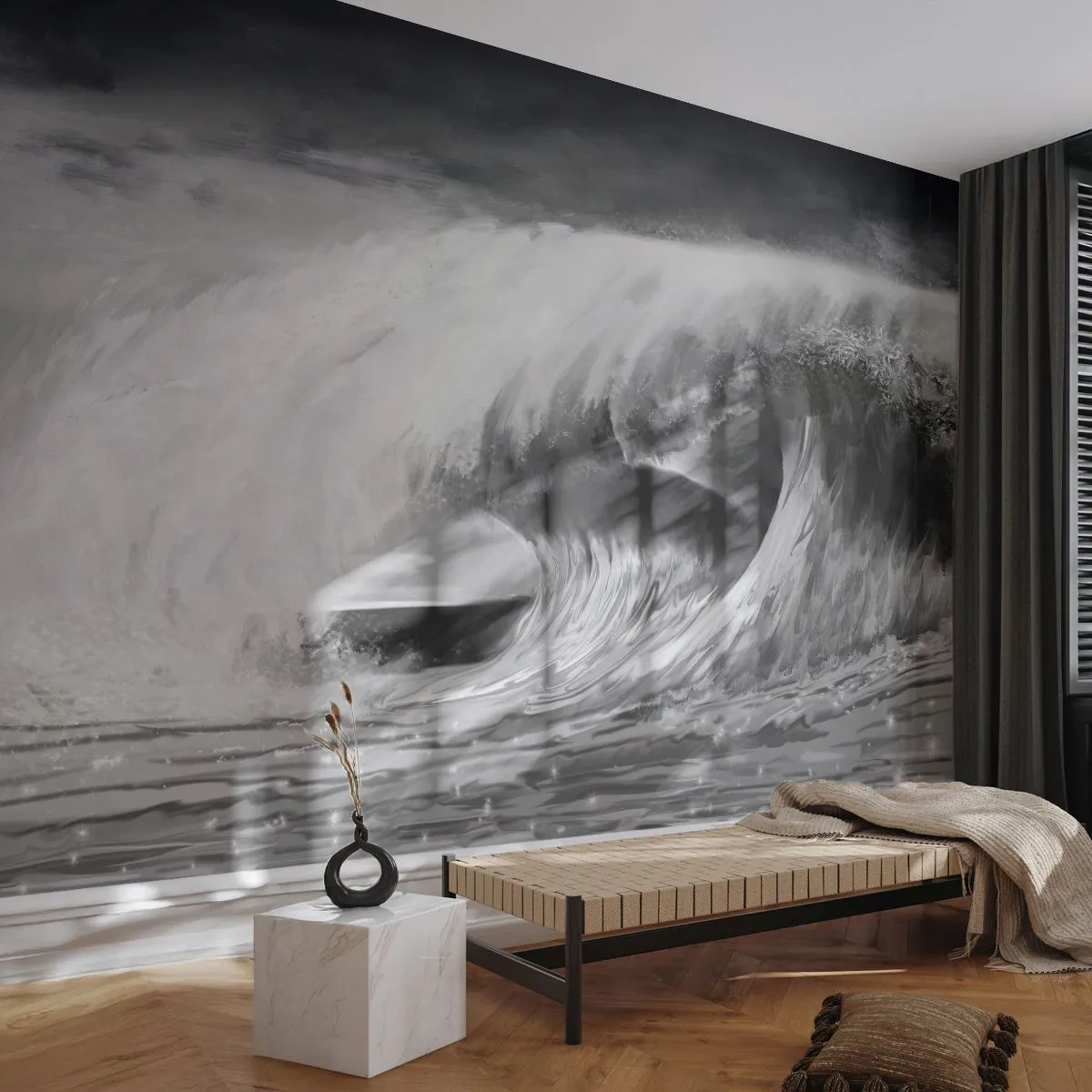 Papel de Parede Premium Sand - A ira do oceano - Mar, oceano, Onda alta - 100x70 cm