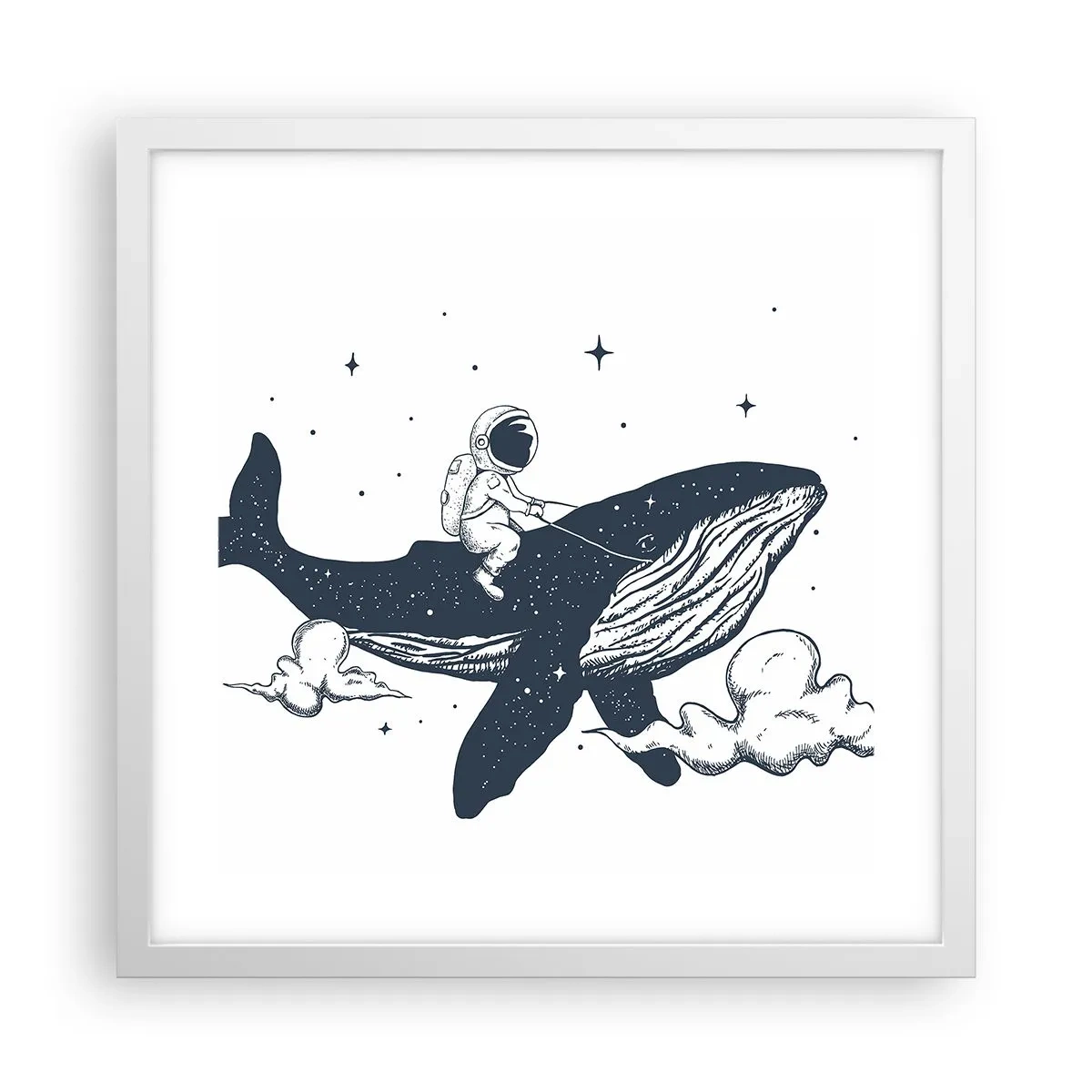 Pôster em moldura branca - Aventura espacial - 40x40 cm