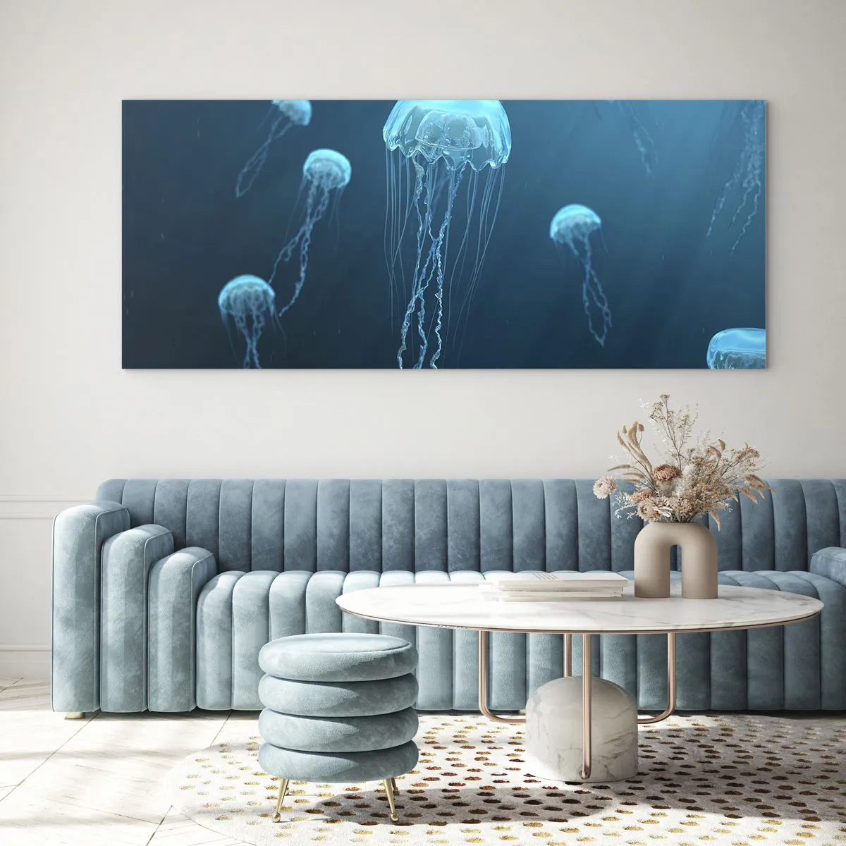 Quadro em vidro - Dança do oceano - 100x40 cm