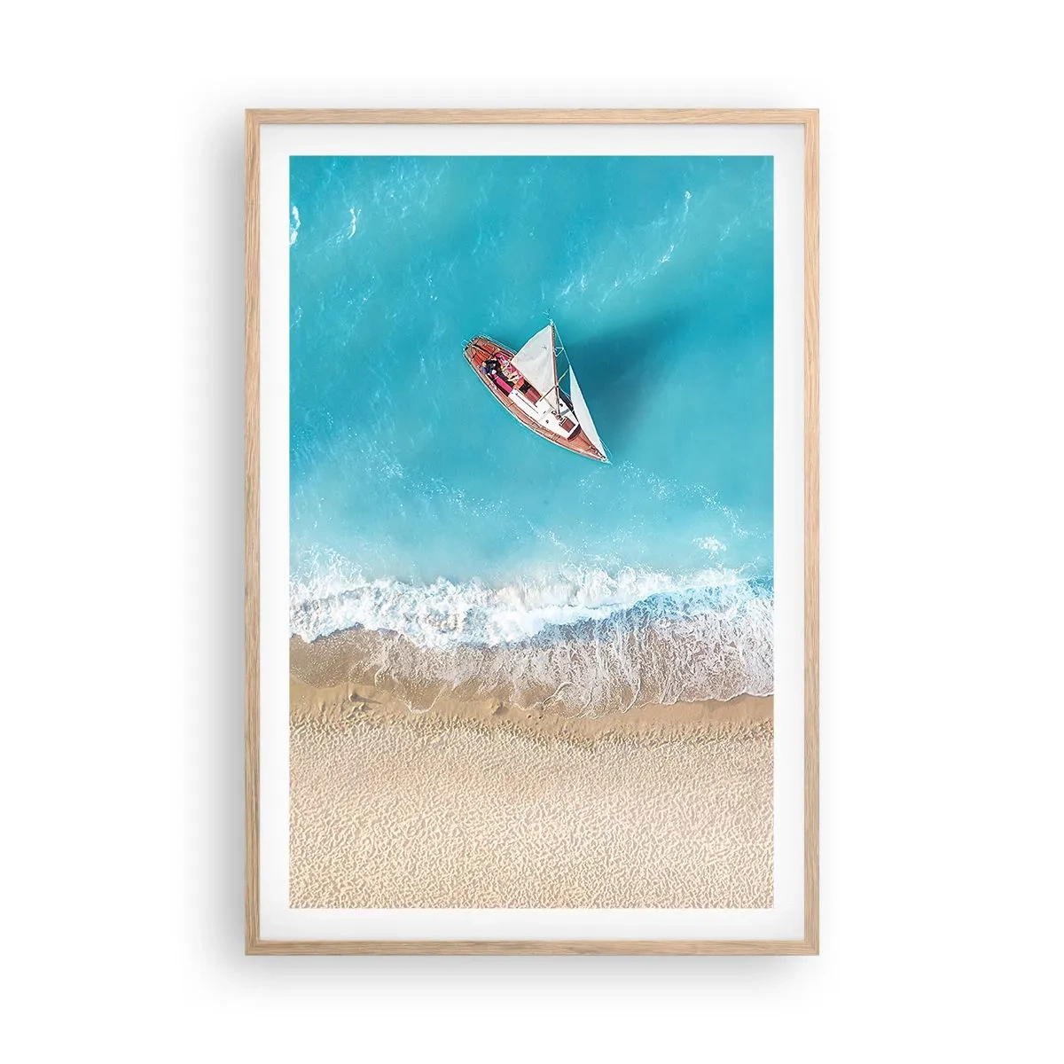 Pôster com moldura de carvalho claro - No limite do azul e do ouro - 61x91 cm