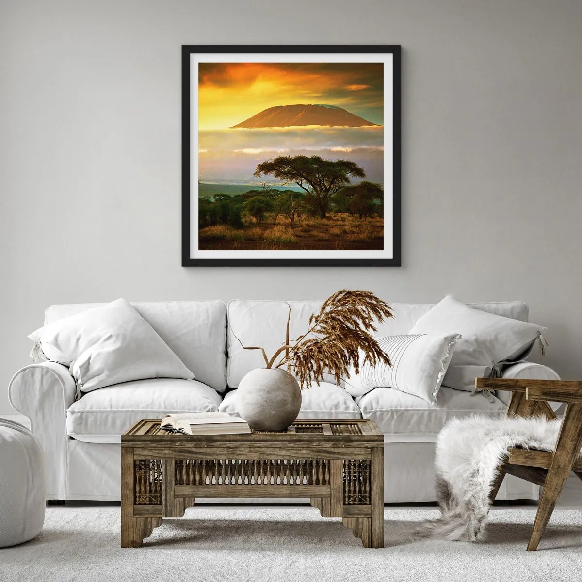 Pôster com moldura preta - O sonho do viajante - 50x50 cm