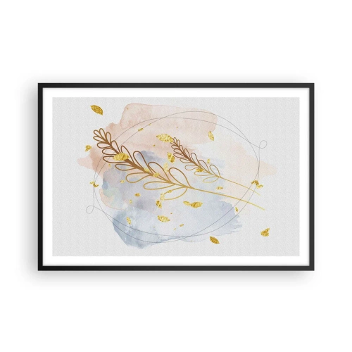 Pôster com moldura preta - Explosão dourada - 91x61 cm