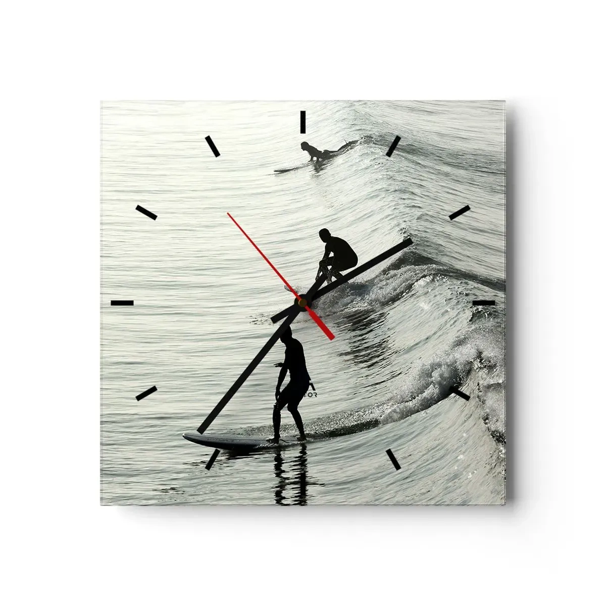 Relógio de parede - Relógio em vidro - Para conhecer a onda - 30x30 cm