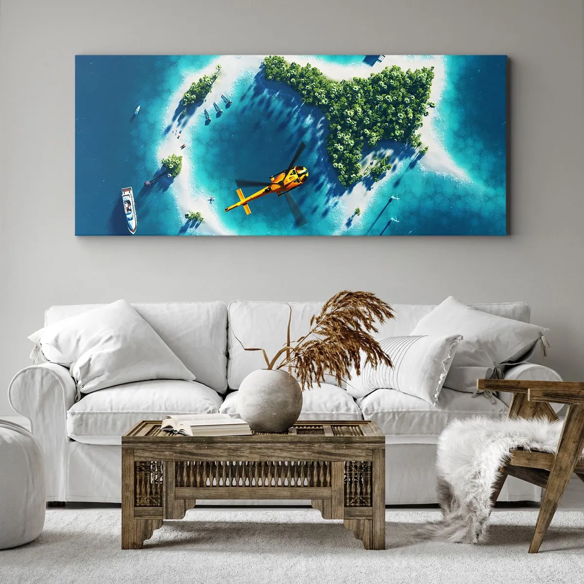 Quadro em tela - Compre uma ilha para si - 120x50 cm