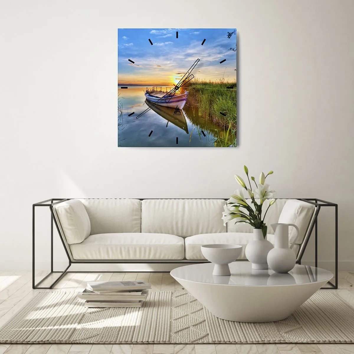 Relógio de parede - Relógio em vidro - Enseada de sonhos realizados - 30x30 cm