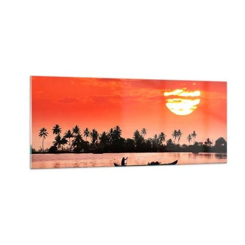 Quadro em vidro - A calma dos trópicos ao pôr do sol - 100x40 cm