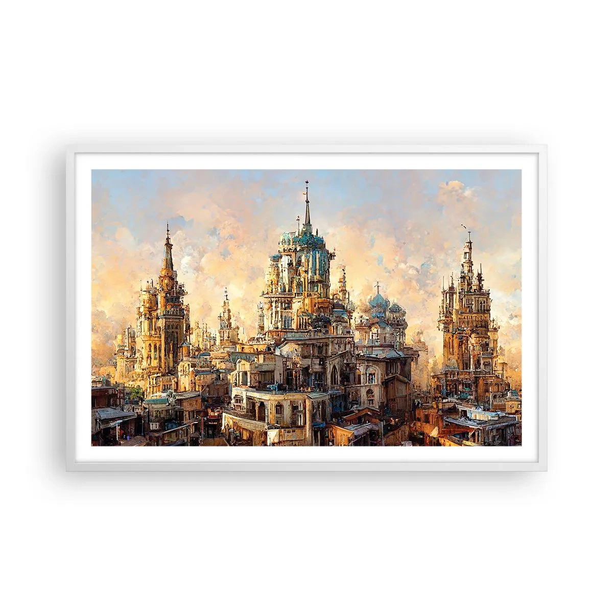 Pôster em moldura branca - Cidade das cidades - 91x61 cm