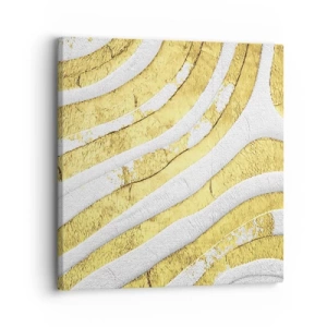 Quadro em tela - Composição a branco e ouro - 30x30 cm