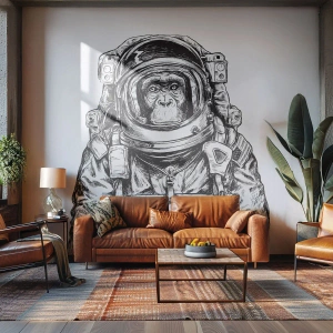 Papel de Parede Standard Eco - Macaco astronauta em traje espacial gráfico - 100x70cm - Evolução alternativa - Decoração de parede moderna para a sala de estar e quarto ARTTOR