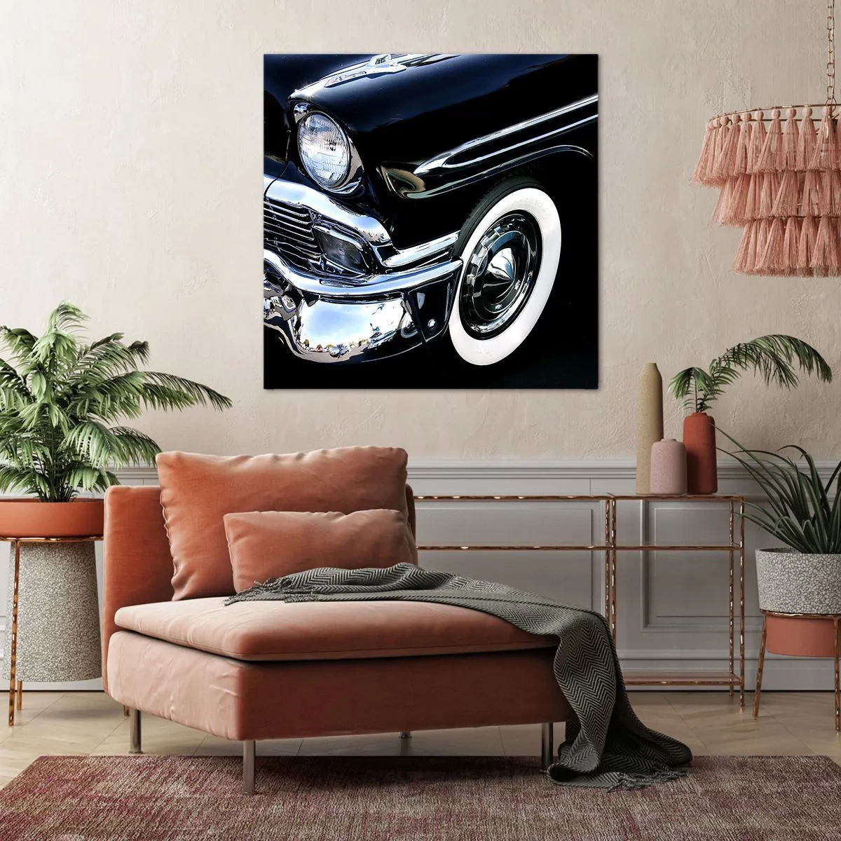 Quadro em tela - Clássicos em prata, preto e branco - 30x30 cm