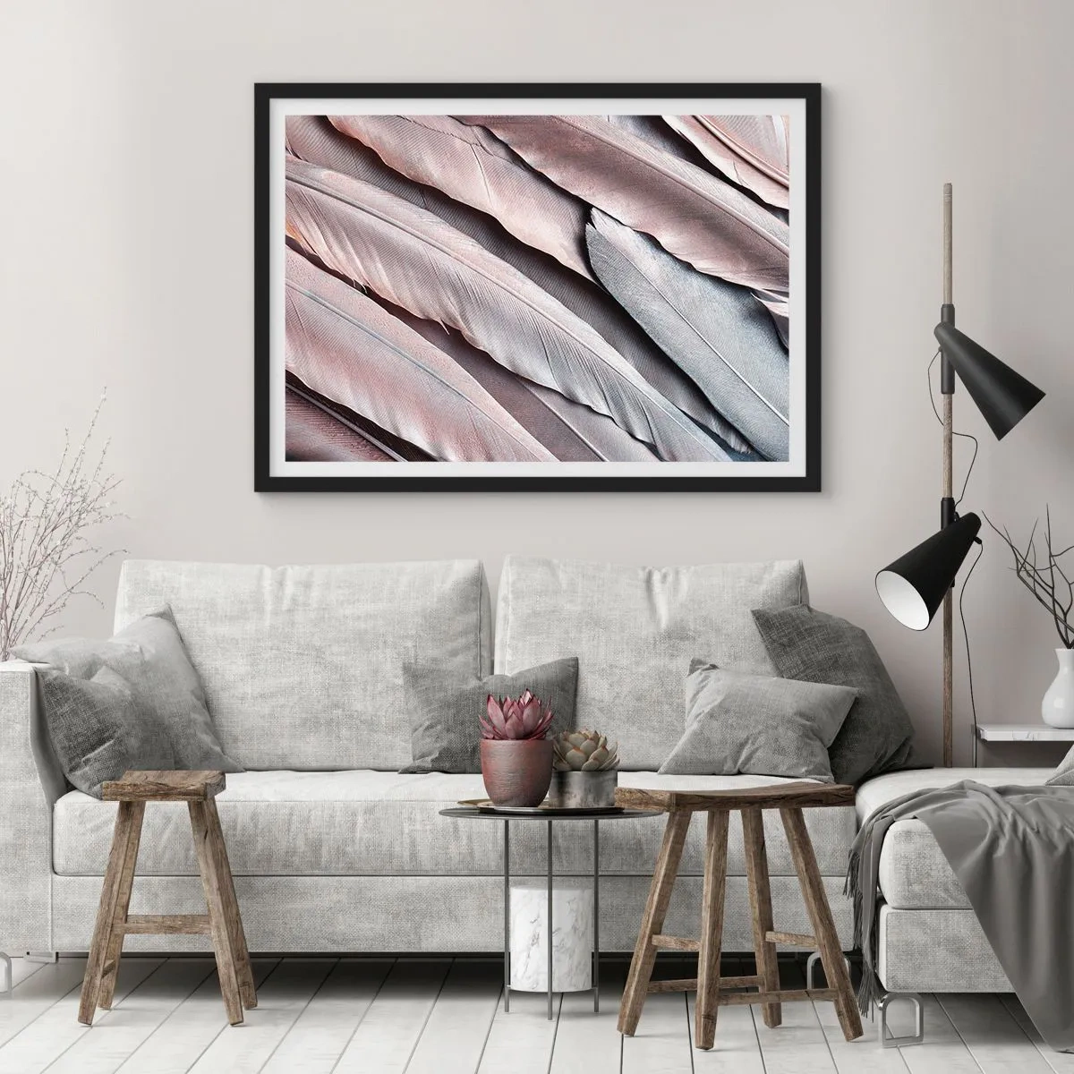 Pôster com moldura preta - Em prateado rosa - 70x50 cm