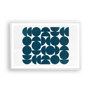 Pôster em moldura branca - Círculos e semicírculos - 91x61 cm