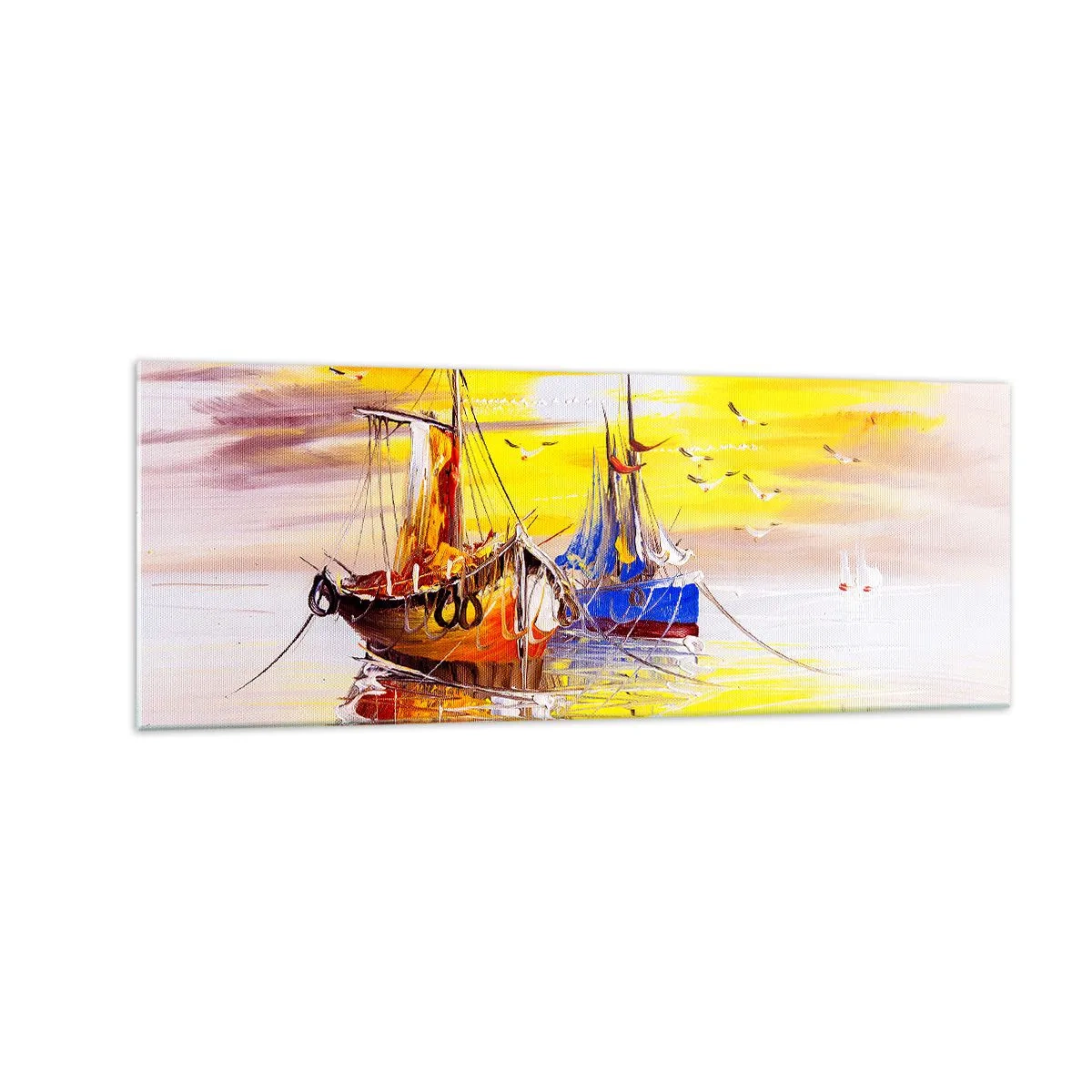 Quadro em vidro - Um merecido descanso no porto - 140x50 cm