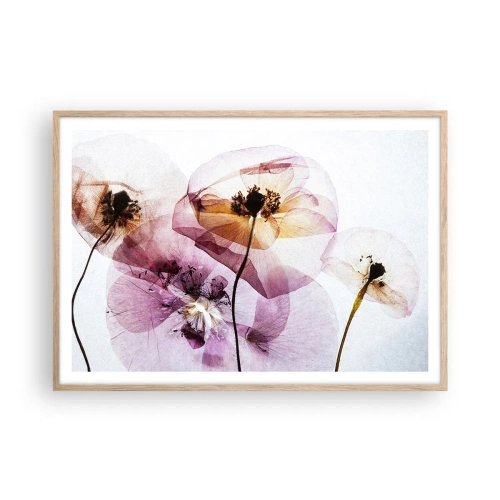 Pôster com moldura de carvalho claro - A transparência das flores - 100x70 cm