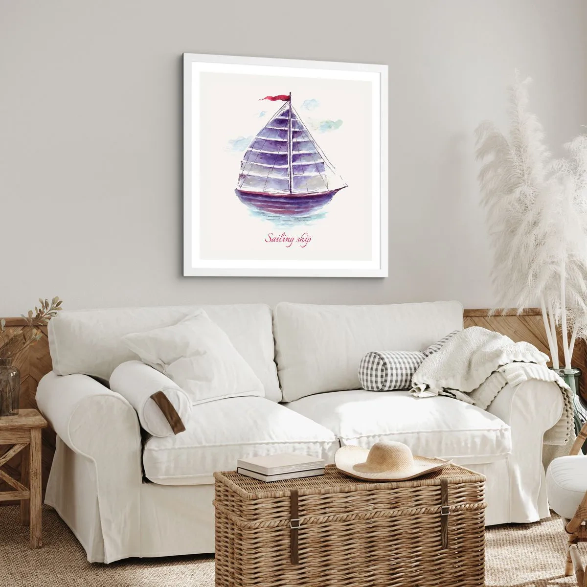 Pôster em moldura branca - Cheio de velas e águas calmas - 60x60 cm