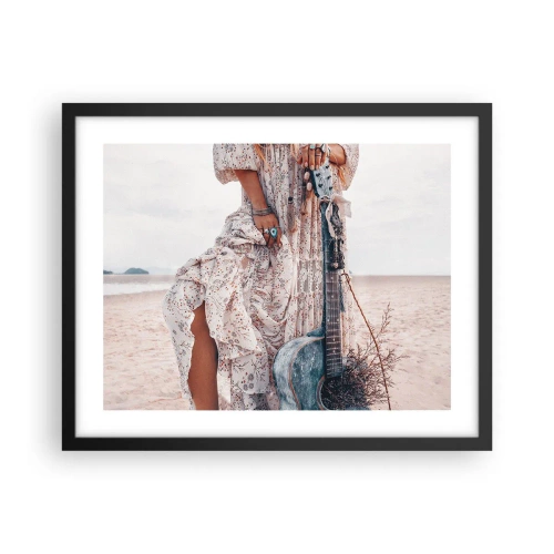 Pôster com moldura preta - Flores a caminho - 50x40 cm