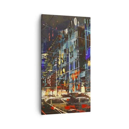 Quadro em tela - O alvoroço da rua à noite - 55x100 cm