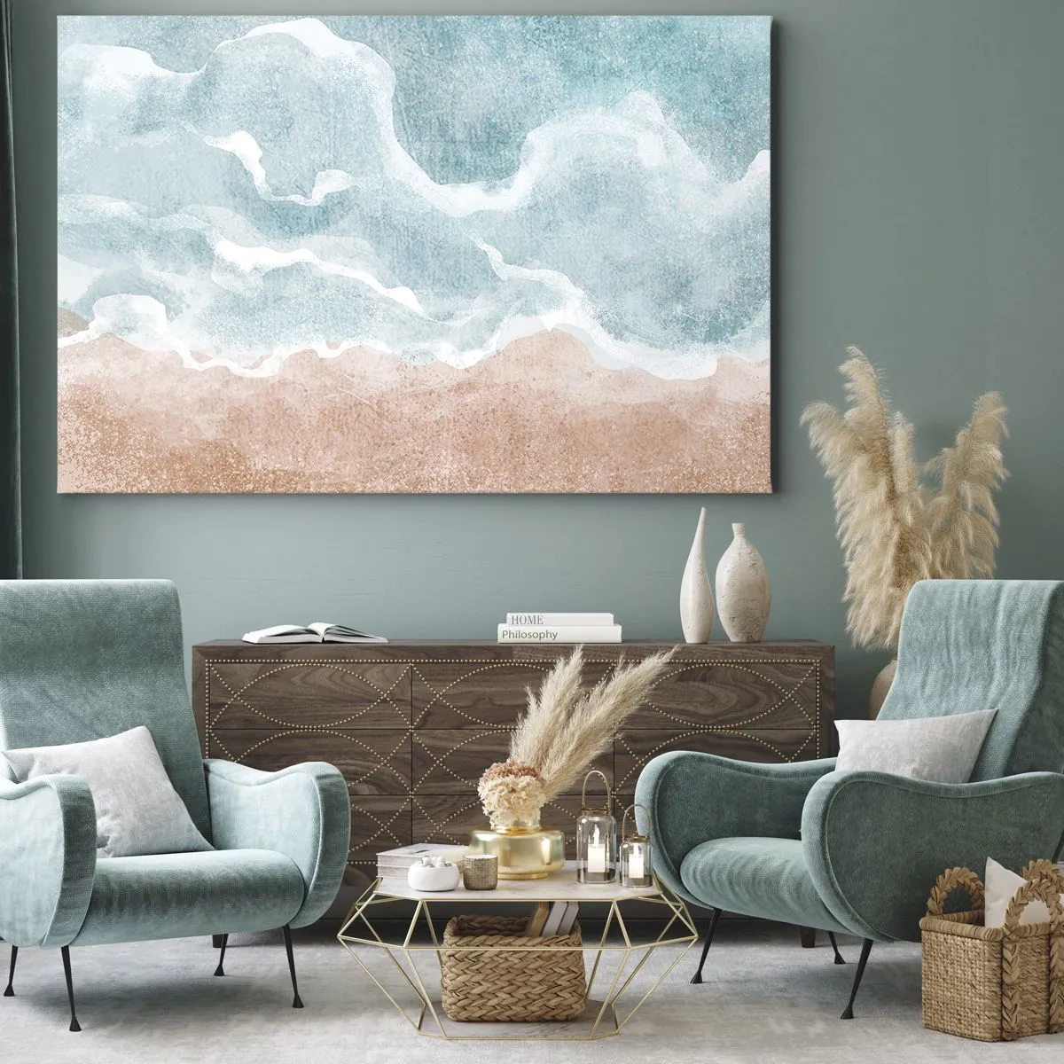 Quadro em tela - Abstração de nuvem - 70x50 cm