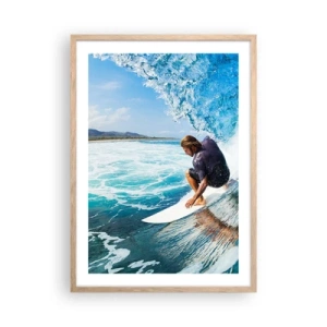 Pôster com moldura de carvalho claro - Dançando com as ondas - 50x70 cm