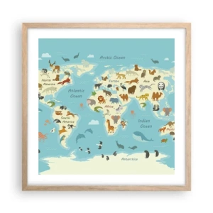 Pôster com moldura de carvalho claro - Bons vizinhos - 50x50 cm