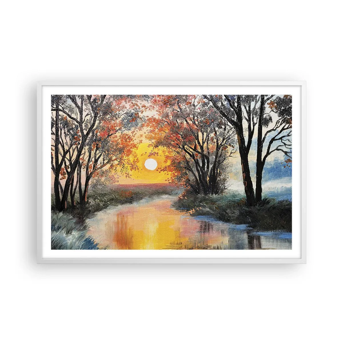 Pôster em moldura branca - Vibrações de outono - 91x61 cm