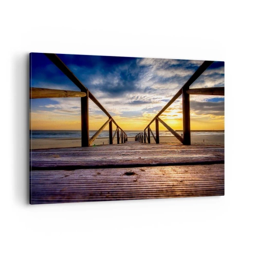 Quadro em tela - Direto para a praia tranquila ao pôr do sol - 120x80 cm