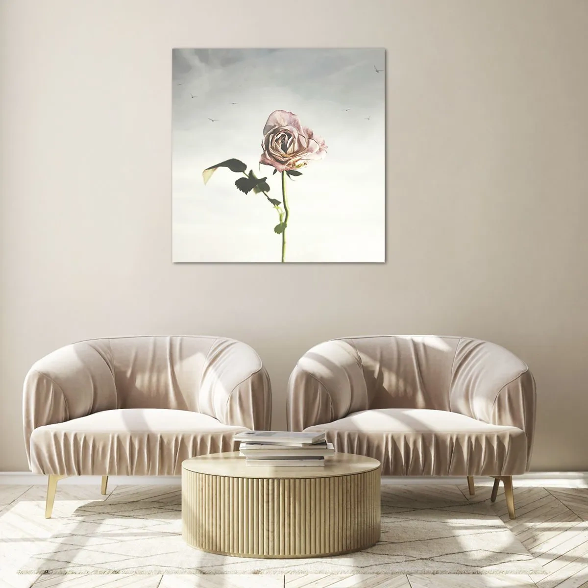 Quadro em vidro - Boas-vindas da primavera  - 30x30 cm