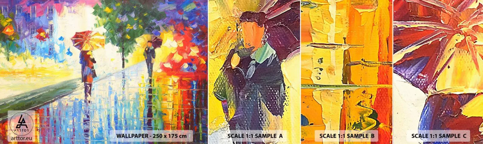 Amostra de papel de parede autocolante Deluxe Sticker - E tudo está claro - Avenida Parque, Paisagem, Árvores - 100x30 cm