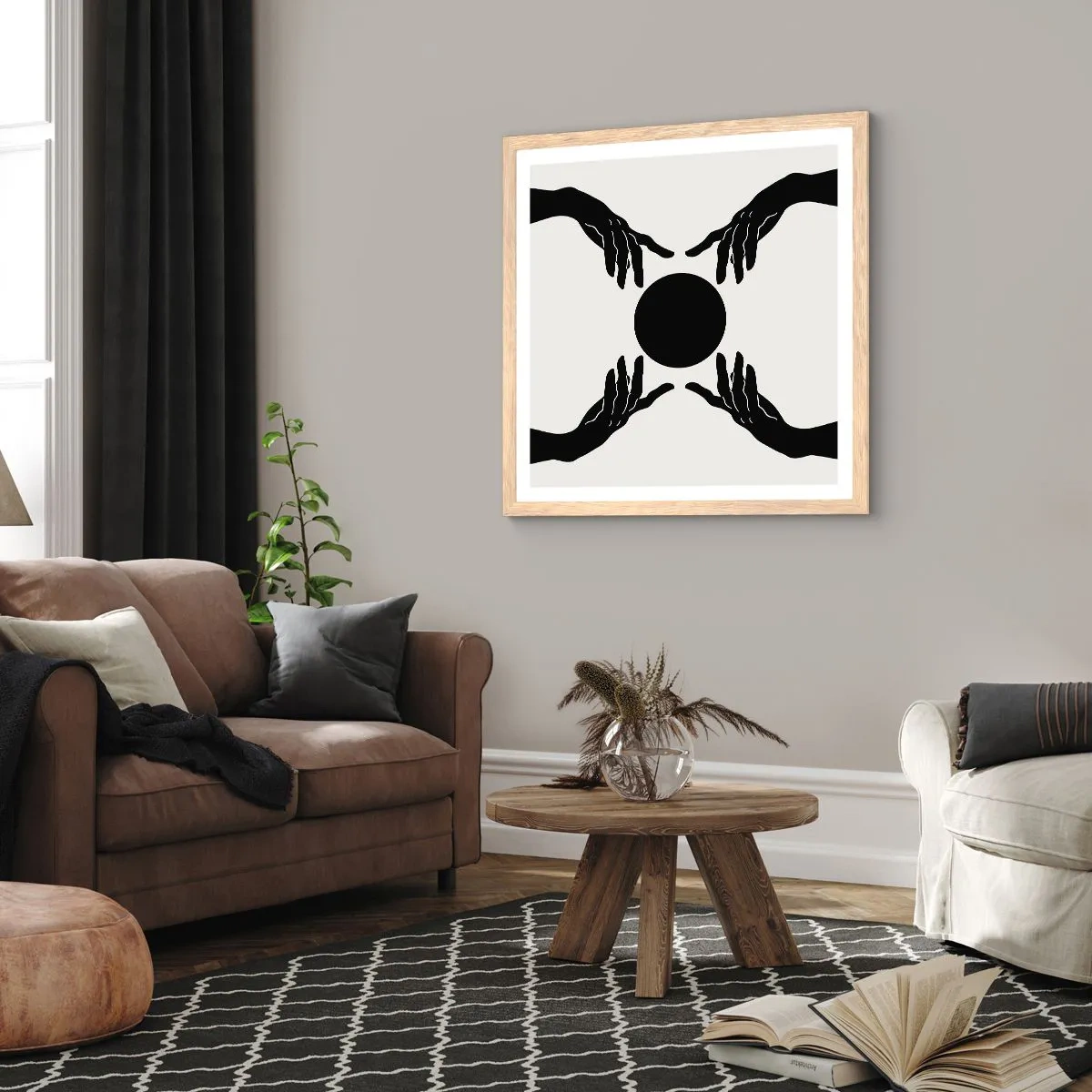 Pôster com moldura de carvalho claro - Sinal secreto - 60x60 cm