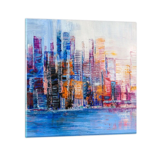Quadro em vidro - Metrópole alegre - 30x30 cm