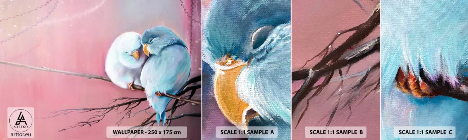 Amostra de Papel de Parede Standard Eco - O que acrescentar aqui?... - Pássaros, Natureza, Pedaço - 100x30 cm