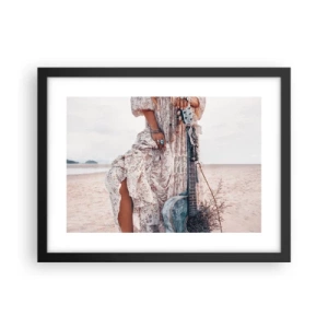 Pôster com moldura preta - Flores a caminho - 40x30 cm