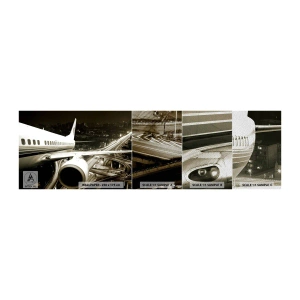 Amostra de papel de parede Premium Sand - Voar para a noite - Avião, Cidade, Automotivo - 100x30 cm