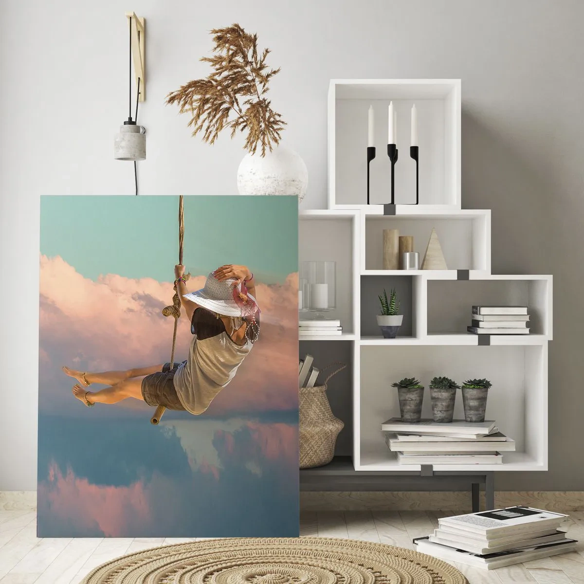 Quadro em vidro - Diversão nas nuvens - 50x70 cm
