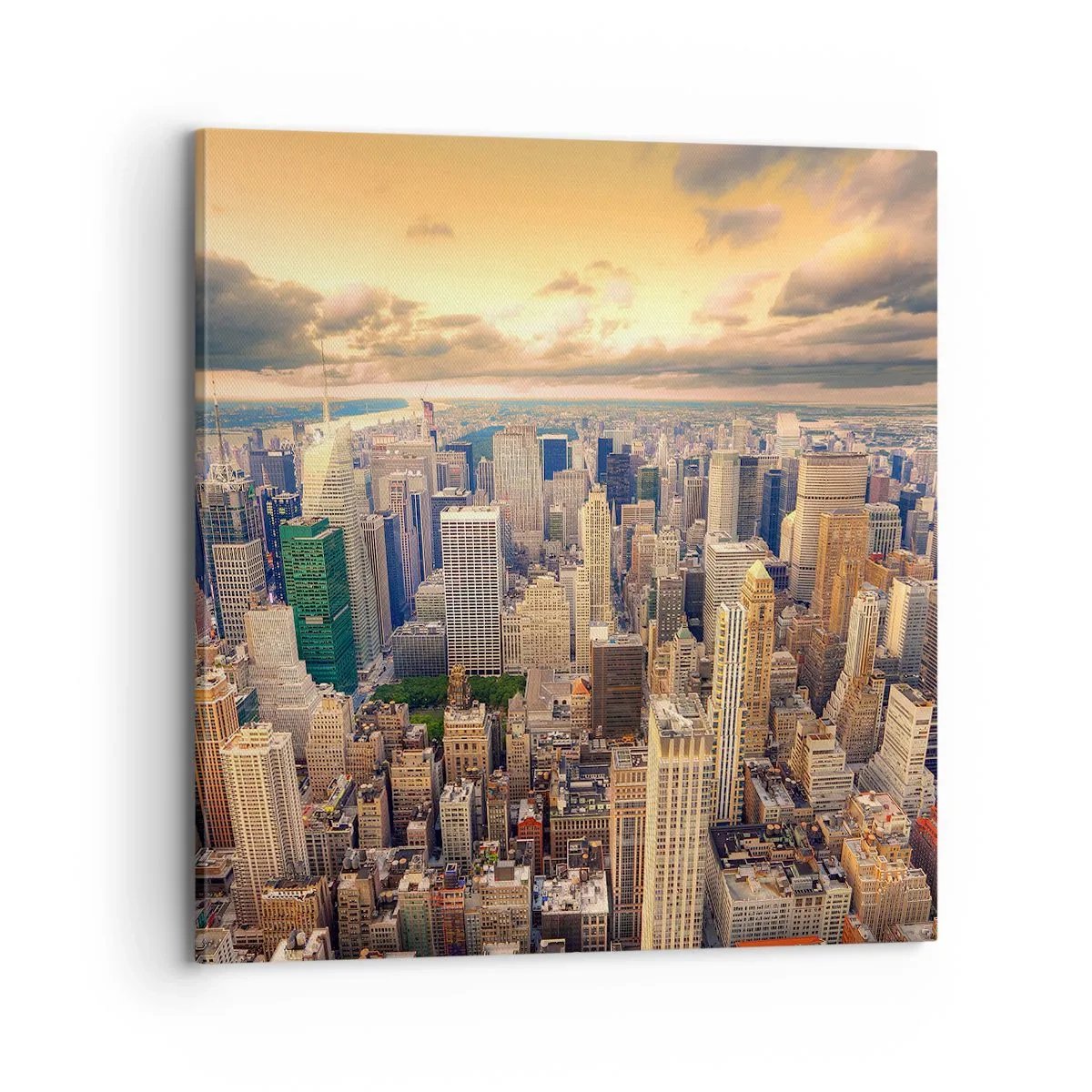 Quadro em tela - Metrópole dourada - 70x70 cm