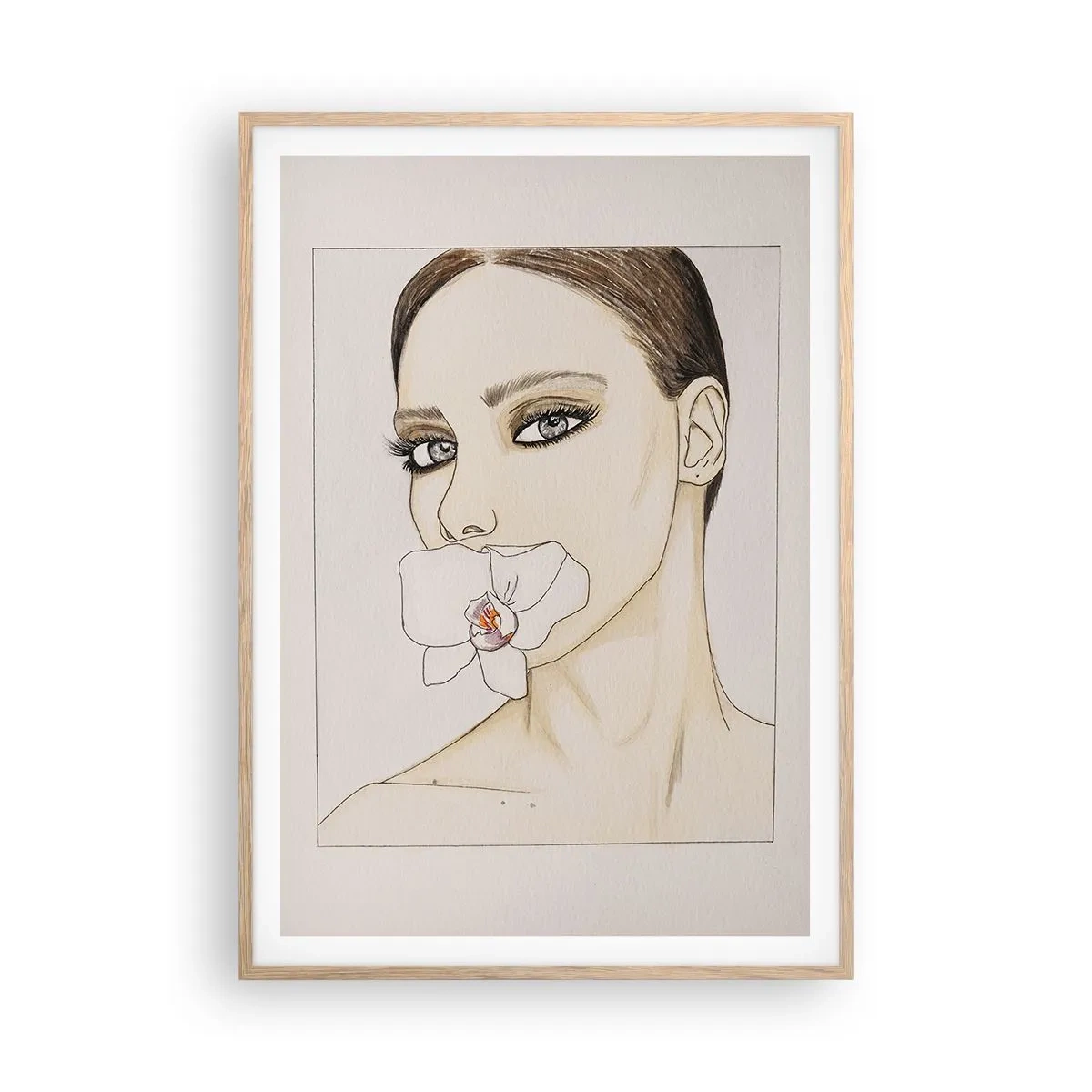Pôster com moldura de carvalho claro - Símbolo de elegância e beleza - 70x100 cm