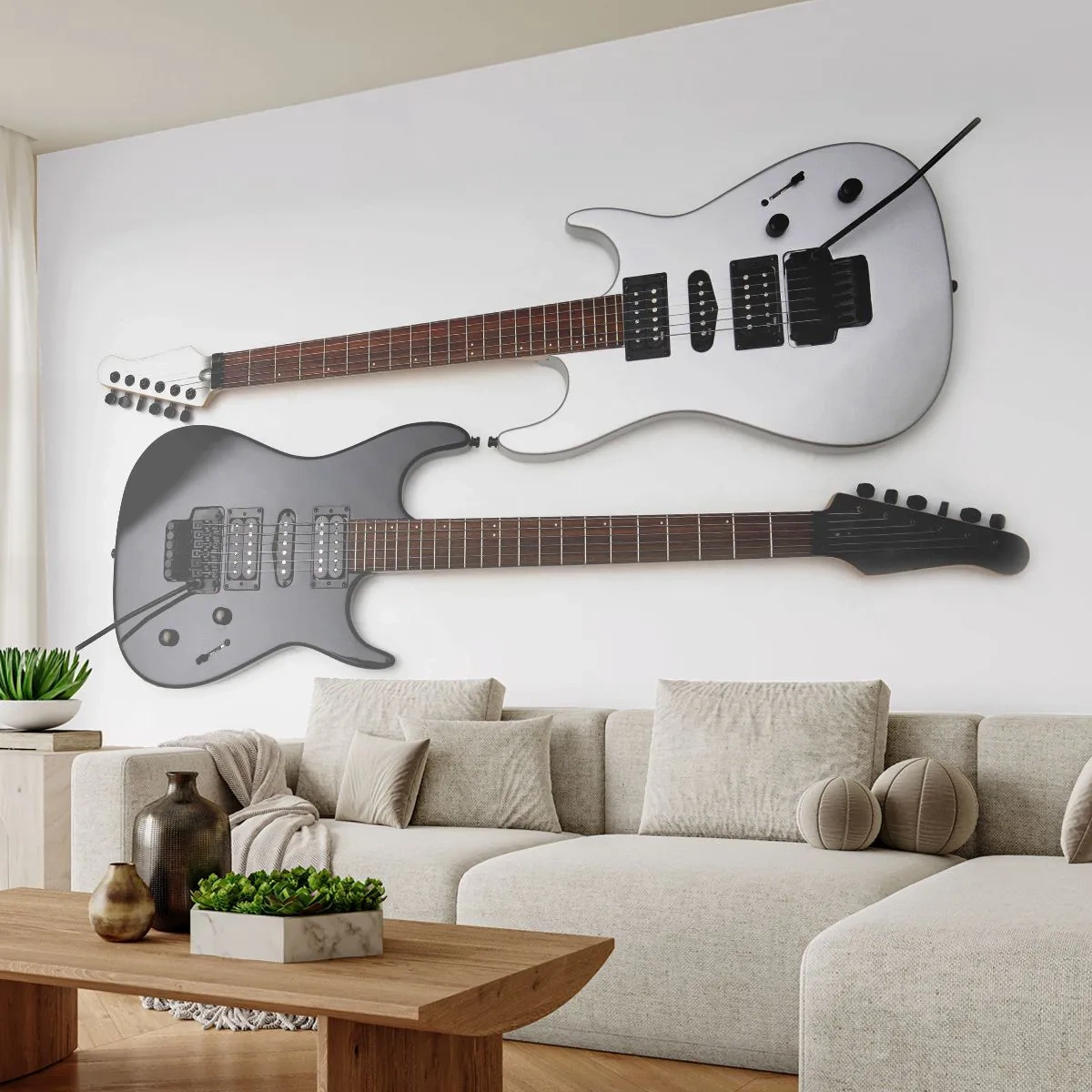 Papel de Parede Autocolante Deluxe Sticker - Harmonia das formas - Música, Guitarra elétrica, Um instrumento musical - 250x175 cm