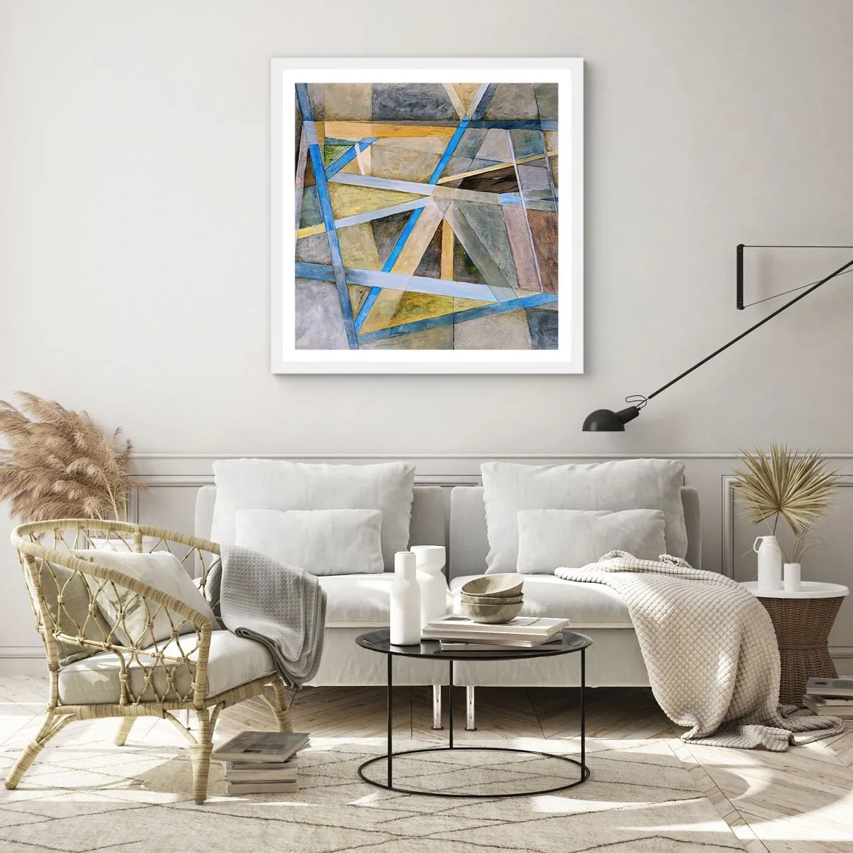 Pôster em moldura branca - Em linha reta ou na diagonal? - 40x40 cm