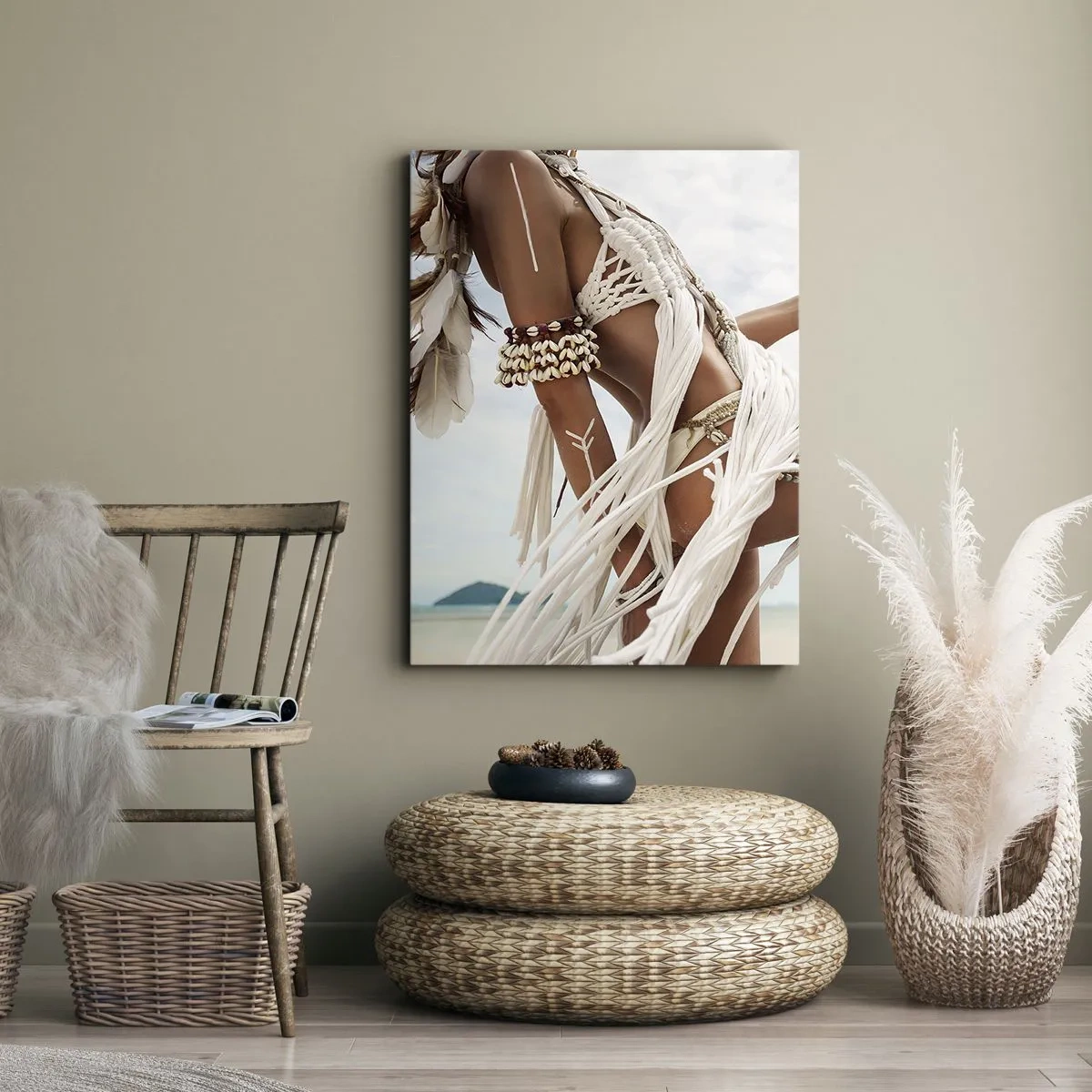 Quadro em tela - Sacerdotisa do Sol - 55x100 cm