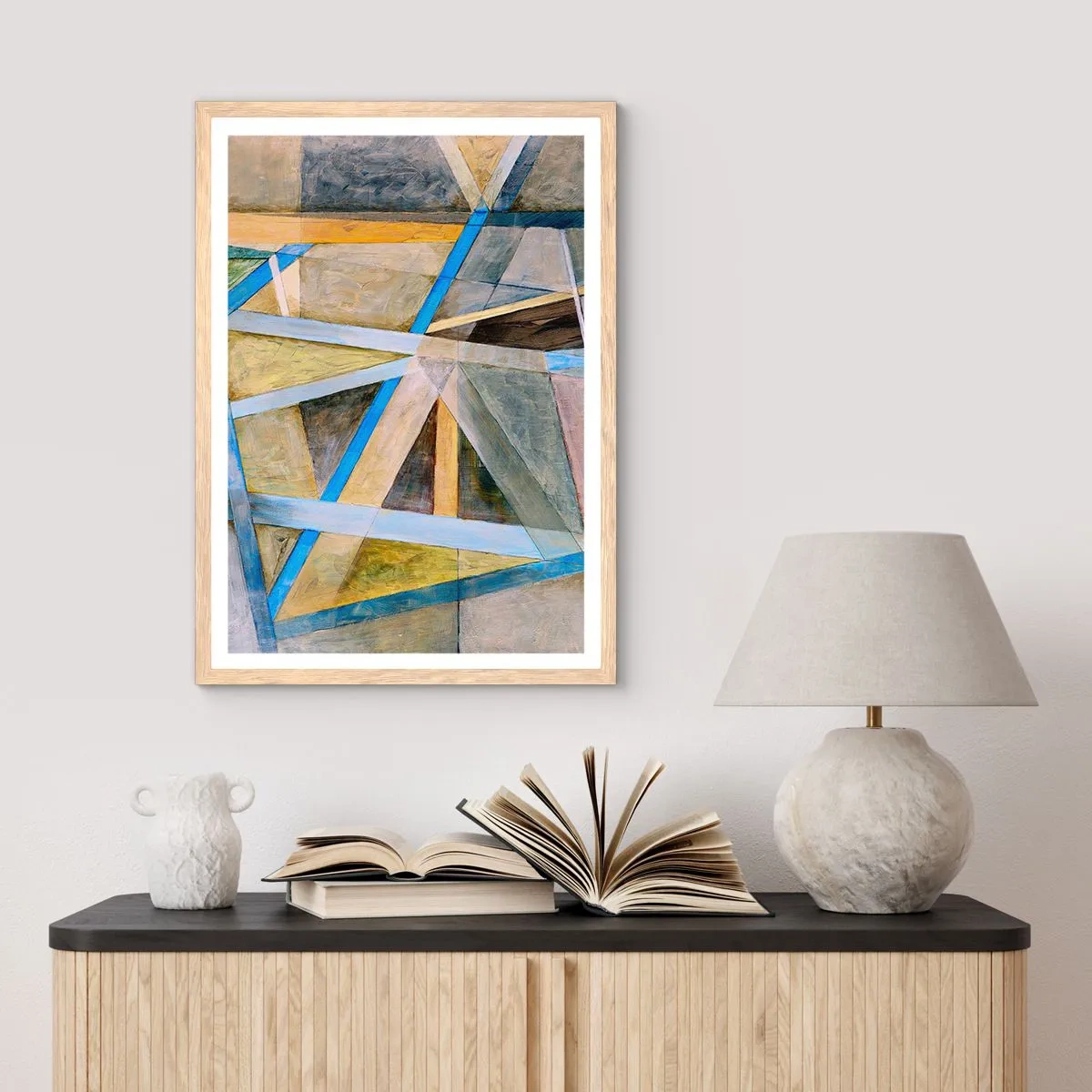 Pôster com moldura de carvalho claro - Em linha reta ou na diagonal? - 70x100 cm