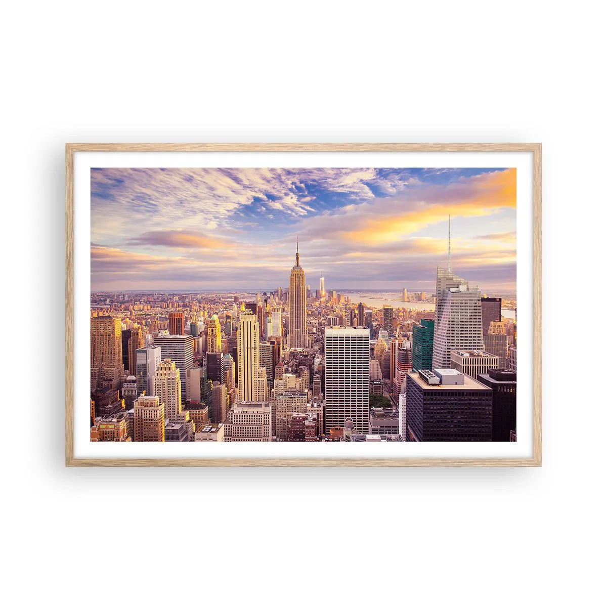 Pôster com moldura de carvalho claro - Alcançar as nuvens - 91x61 cm