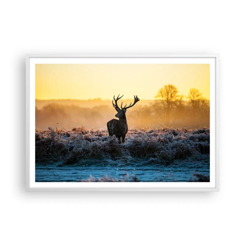 Pôster em moldura branca - Coroado em sua terra - 100x70 cm