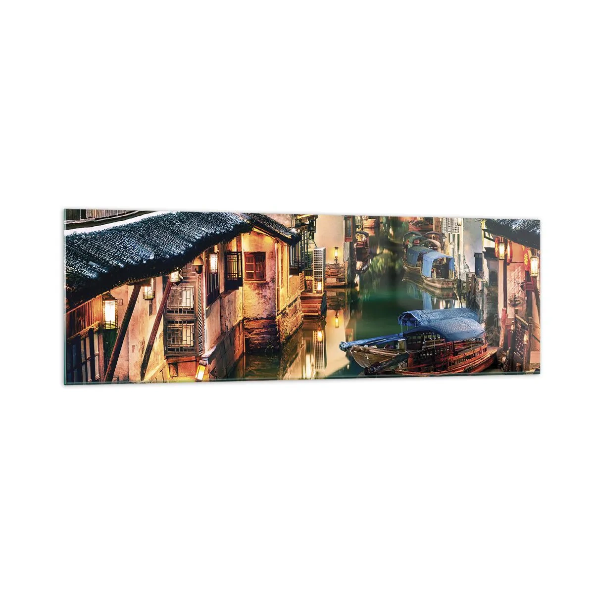 Quadro em vidro - Uma noite em uma rua chinesa - 160x50 cm