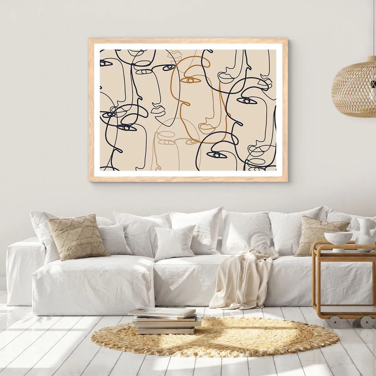 Pôster com moldura de carvalho claro - Retrato multiplicado - 70x50 cm