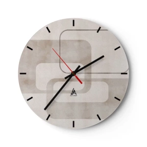 Relógio de parede - Relógio em vidro - Um padrão geométrico minimalista em tons de bege - 30x30cm - Argamassa geométrica - Decoração de parede moderna para a sala de estar, cozinha e quarto ARTTOR
