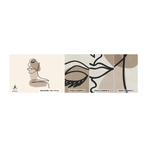 Amostra de papel de parede Premium Sand - Ouvindo-se a si própria - Abstração, Rosto de Mulher, Gráficos - 100x30 cm