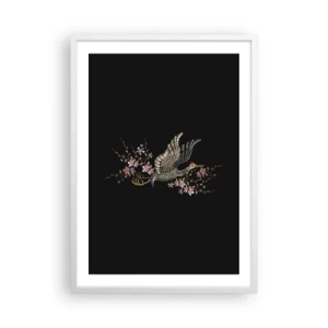 Pôster em moldura branca - Pássaro exótico e bordado - 50x70 cm