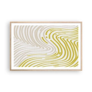 Pôster com moldura de carvalho claro - Uma composição com uma curvatura suave - 91x61 cm